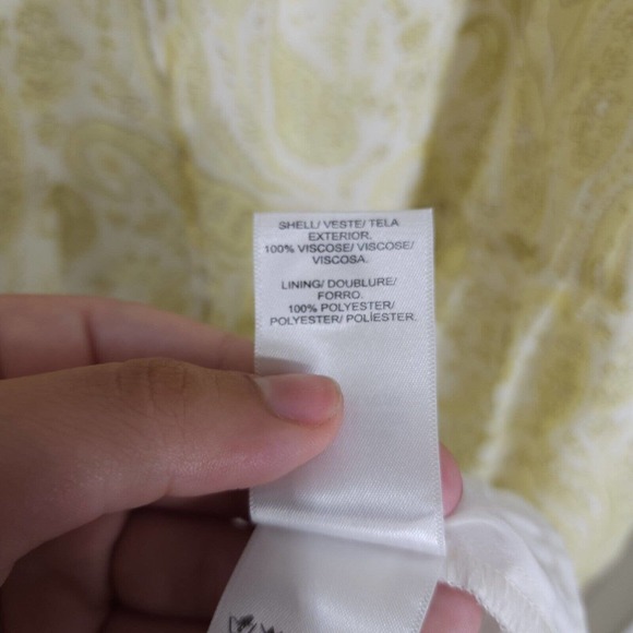 Lucky Brand Women Dress Ariel Tiered Maxi Ruffle Yellow Paisley Floral Prairie S - Picture 10 of 15